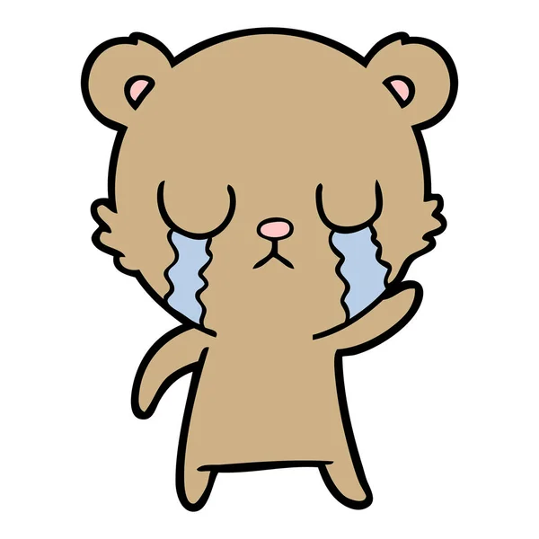 Vector Illustration Crying Cartoon Bear — Stock Vector