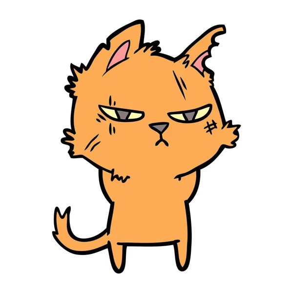 Vektorové Ilustrace Tvrdý Kreslená Kočka — Stockový vektor