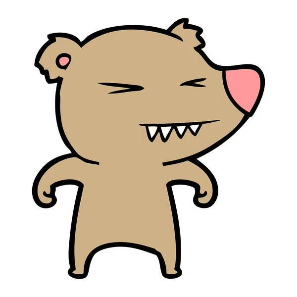 Ilustração Vetorial Desenhos Animados Urso Irritado — Vetor de Stock
