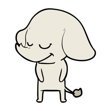 vektör çizim karikatür fil gülümseyen