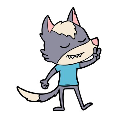 barış işareti yapmak kolay karikatür kurt