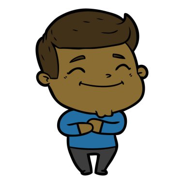 mutlu çizgi film adam vektör çizim