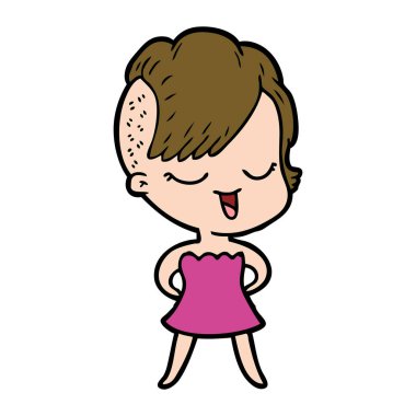 mutlu çizgi film kız vektör çizim