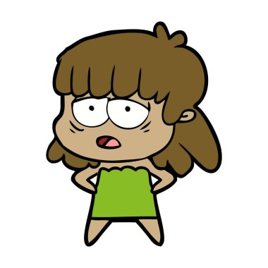 vektör çizim karikatür yorgun kadın