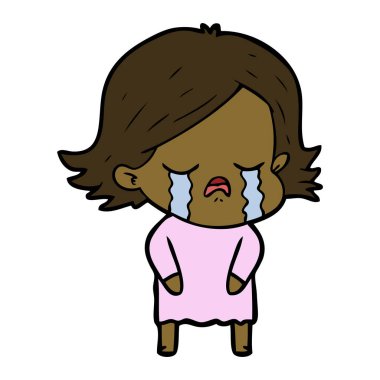 vektör çizim karikatür kız ağlıyor