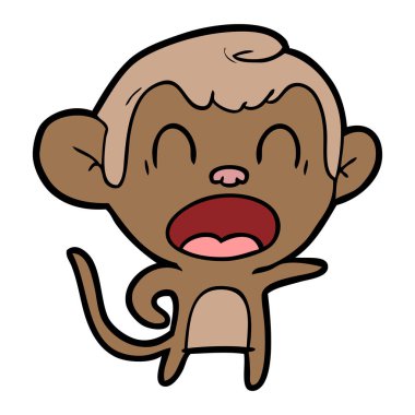 bağırarak karikatür maymun vektör çizim