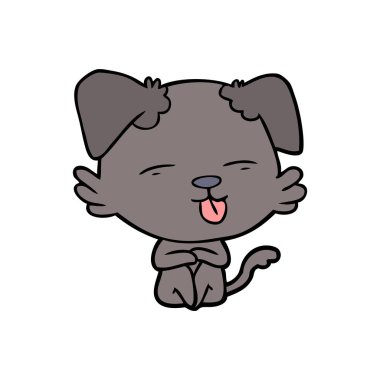 Çizgi filmdeki köpek dilini çıkartıyor.