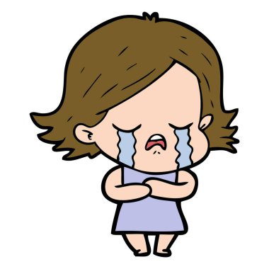 vektör çizim karikatür kız ağlıyor