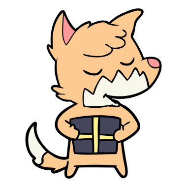 Dostu karikatür fox Noel hediyesi ile