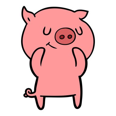 mutlu karikatür domuz vektör çizim