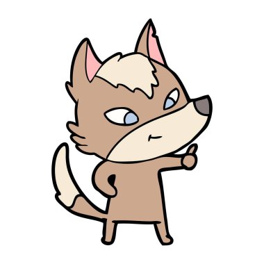 vektör çizim dostu karikatür kurt