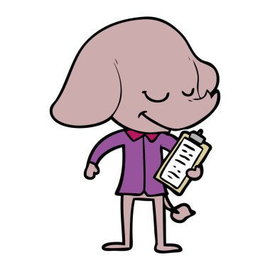 fil pano ile gülümseyen çizgi film