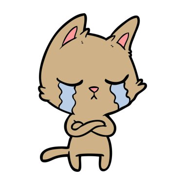 ağlayan karikatür kedi katlanmış silah ile