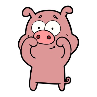 mutlu karikatür domuz vektör çizim