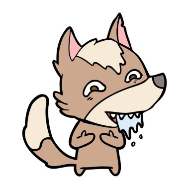 vektör çizim karikatür aç kurt