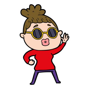 sallanan kadın güneş gözlüğü takıyor çizgi film