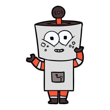 mutlu karikatür robot vektör çizim