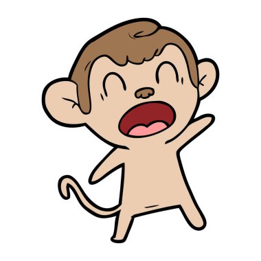 bağırarak karikatür maymun vektör çizim