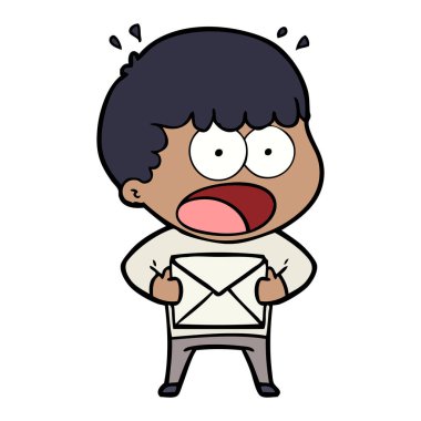 şok adam zarf holding karikatür