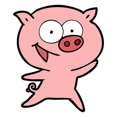 neşeli domuz karikatür vektör çizim