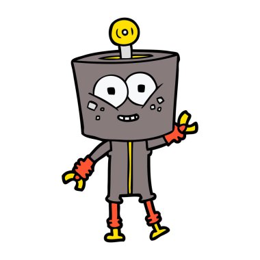 mutlu karikatür robot vektör çizim