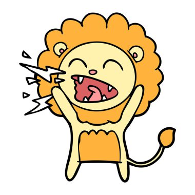 vektör çizim karikatür kükreyen aslan