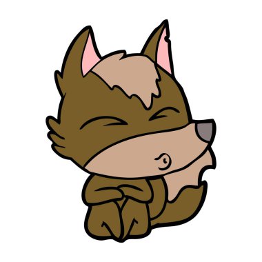 vektör çizim karikatür kurt ıslık