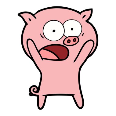 vektör çizim karikatür domuz bağırarak