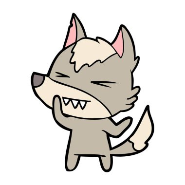 vektör çizim öfkeli wolf çizgi film