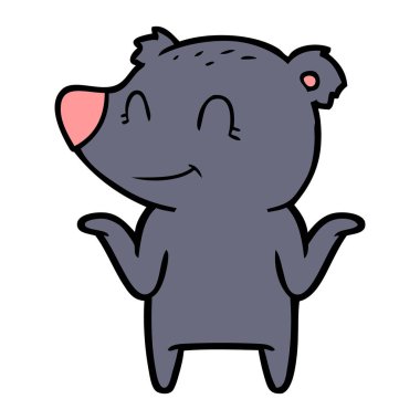 omuzlarında shrugging ayı gülümseyen