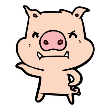 kızgın çizgi film domuz vektör çizim