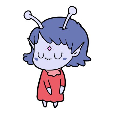 vektör çizim karikatür uzaylı kız