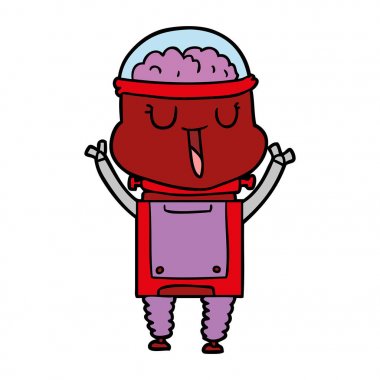 mutlu karikatür robot vektör çizim