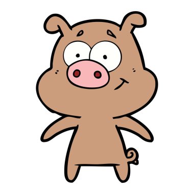 mutlu karikatür domuz vektör çizim