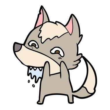 vektör çizim karikatür aç kurt