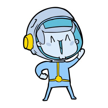 mutlu karikatür astronot vektör çizim