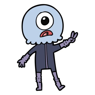 Tepegöz'ü uzaylı uzaylı barış işareti veren çizgi film