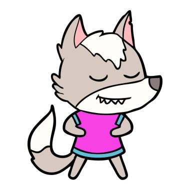 Dostu karikatür kurt kız