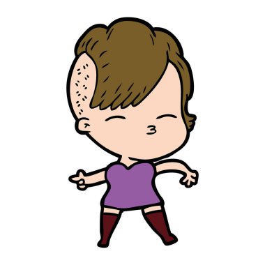 çizgi film kız gözlerini kısarak vektör çizim