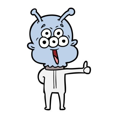 mutlu çizgi film uzaylı vektör çizim