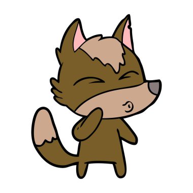 vektör çizim karikatür kurt ıslık