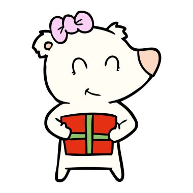 Noel hediyesi ile dişi kutup ayısı