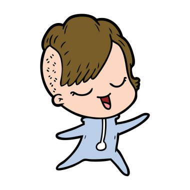 mutlu çizgi film kız vektör çizim