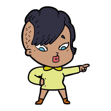 çizgi film sürpriz kız işaret