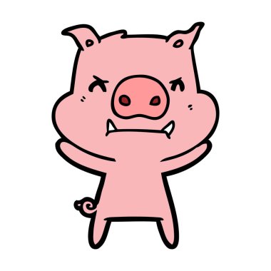 kızgın çizgi film domuz vektör çizim