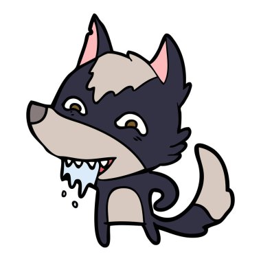 vektör çizim karikatür aç kurt