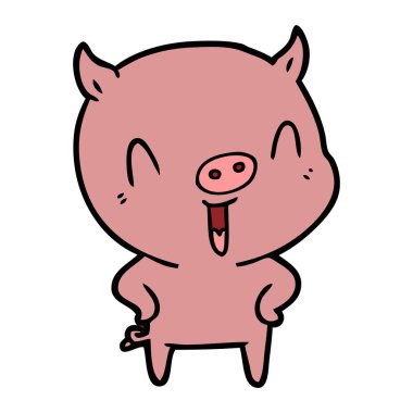 mutlu karikatür domuz vektör çizim