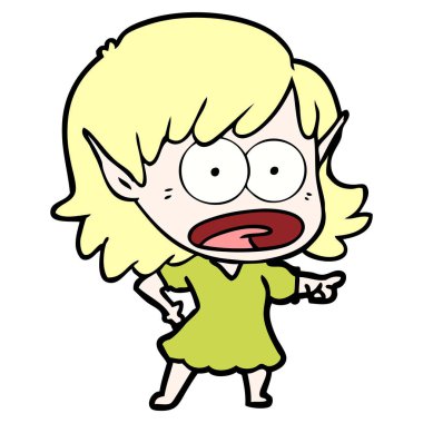vektör çizim karikatür elf kız ağlıyor