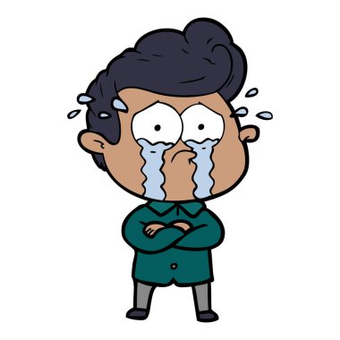 çapraz kolları olan ağlayan adam çizgi film