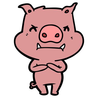 kızgın çizgi film domuz vektör çizim